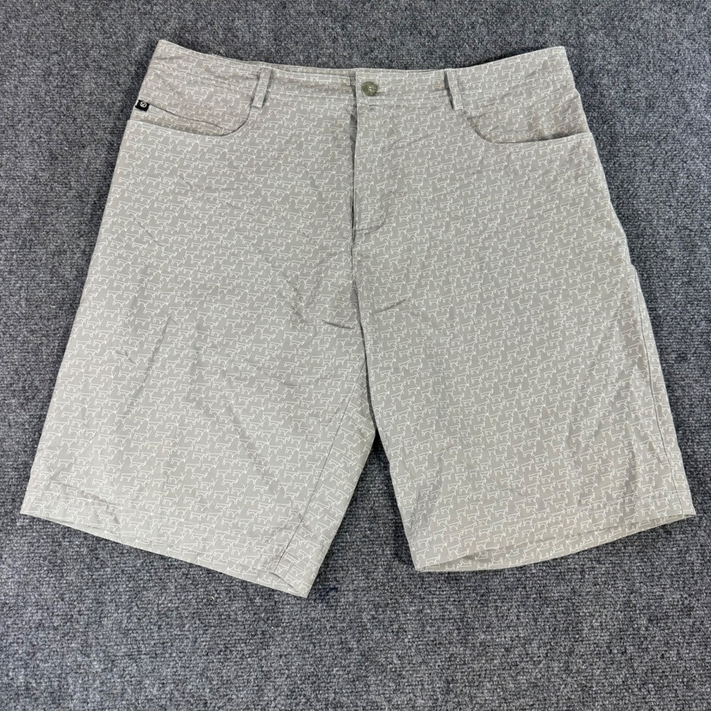 Straight Down Mens Goat Print Performance Golf Shorts Grey White Size 36 Stretch
